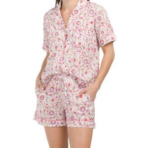 Rachel Ashwell Shabby Chic Organic Cotton Pajama Set M Batik Short Sleeve Shorts